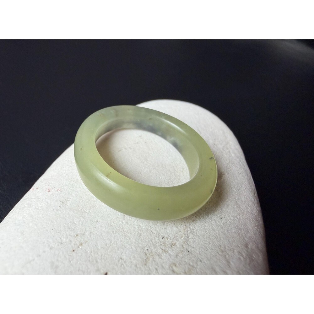 Natural Jade Ring ·Celadon Green Nephrite USSize 7 · Chinese Jade Stacking Ring